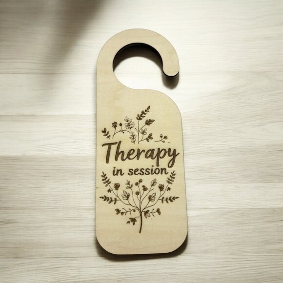 Share Therapy In Session Wooden Door Sign | Laser Engraved | Professional Office - Picture 2 of 3